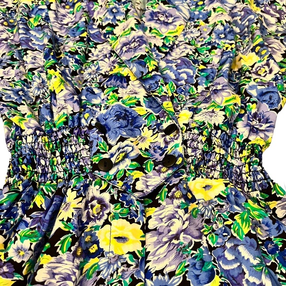 J.R. Petite by Joseph Ribkoff 80s 90s Floral Romper with Collar & Cinched Waist - Picture 4 of 16